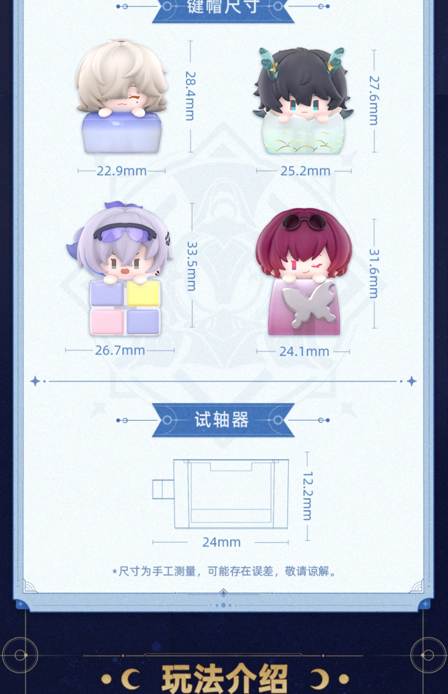 Honkai: Star Rail Official Fingertip Keycaps Vol. 1 Jing-Yuan Kafka Imbibitor-Lunae Silver-Wolf