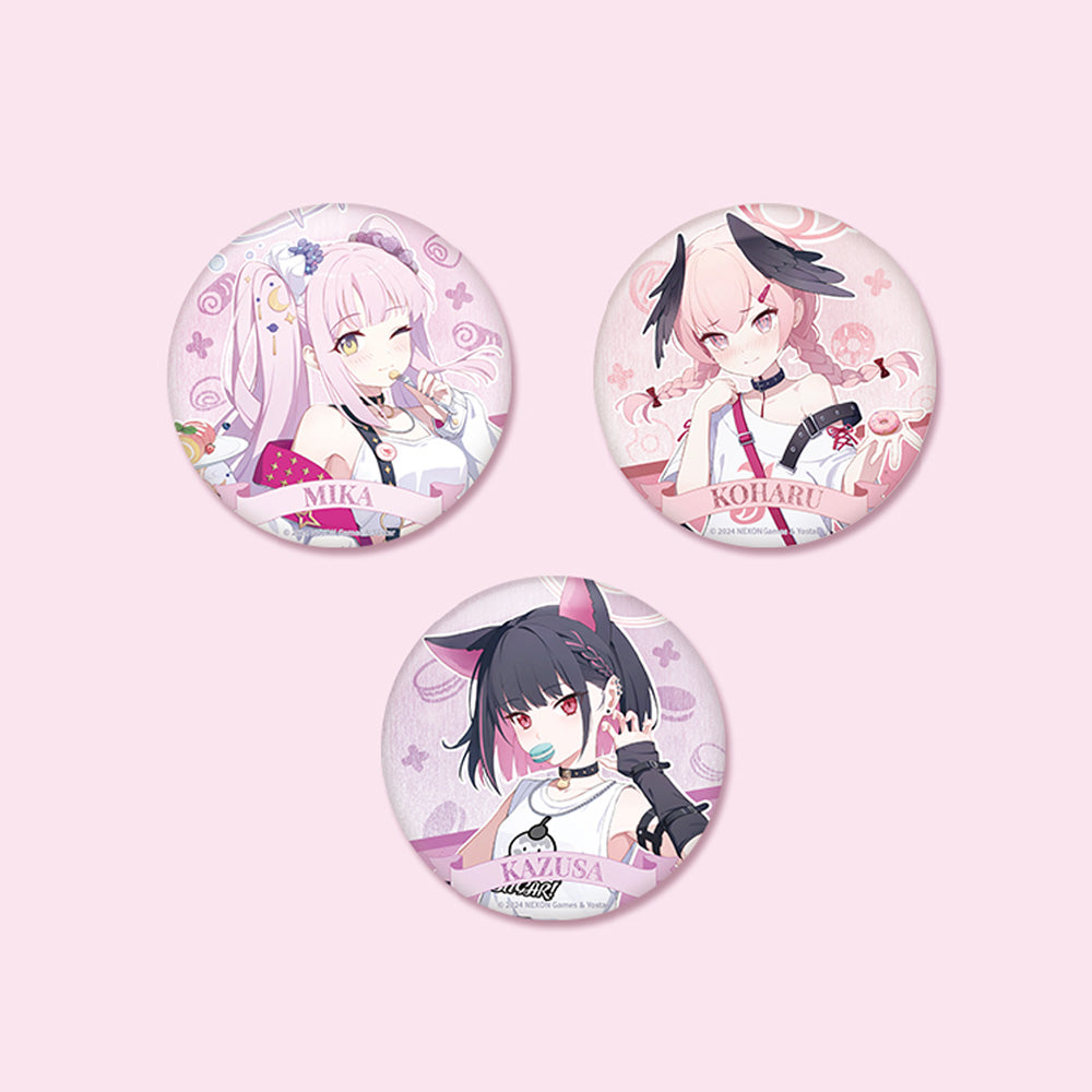 Blue Archive Official Genuine Dimensional Cafe Collaboration Goods Can Badge - Mika Koharu Kazusa