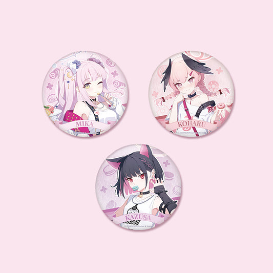 Blue Archive Official Genuine Dimensional Cafe Collaboration Goods Can Badge - Mika Koharu Kazusa