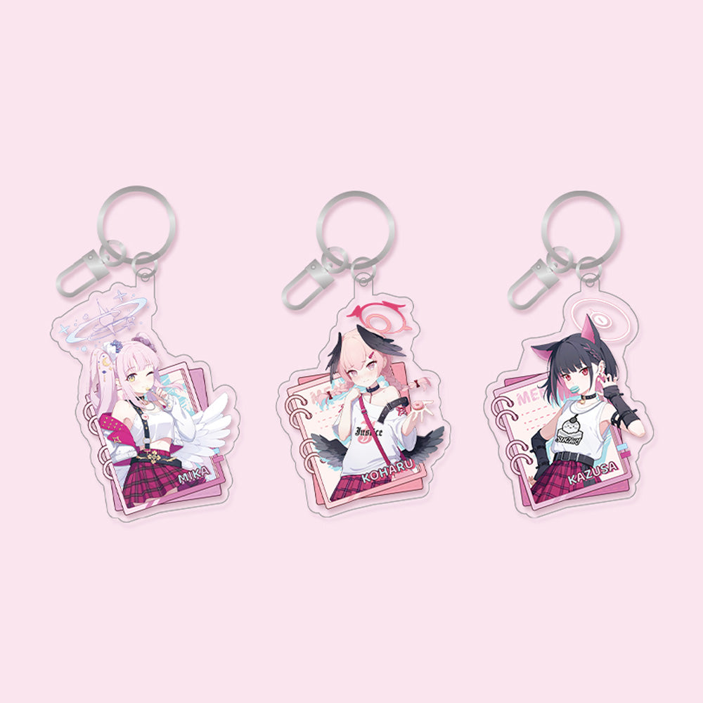 New Blue Archive Official Genuine Dimensional Cafe Collaboration Goods Acrylic Keyring - Mika Koharu Kazusa