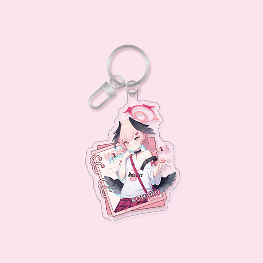 New Blue Archive Official Genuine Dimensional Cafe Collaboration Goods Acrylic Keyring - Mika Koharu Kazusa