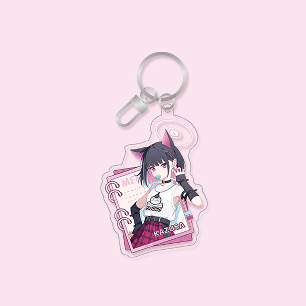 New Blue Archive Official Genuine Dimensional Cafe Collaboration Goods Acrylic Keyring - Mika Koharu Kazusa