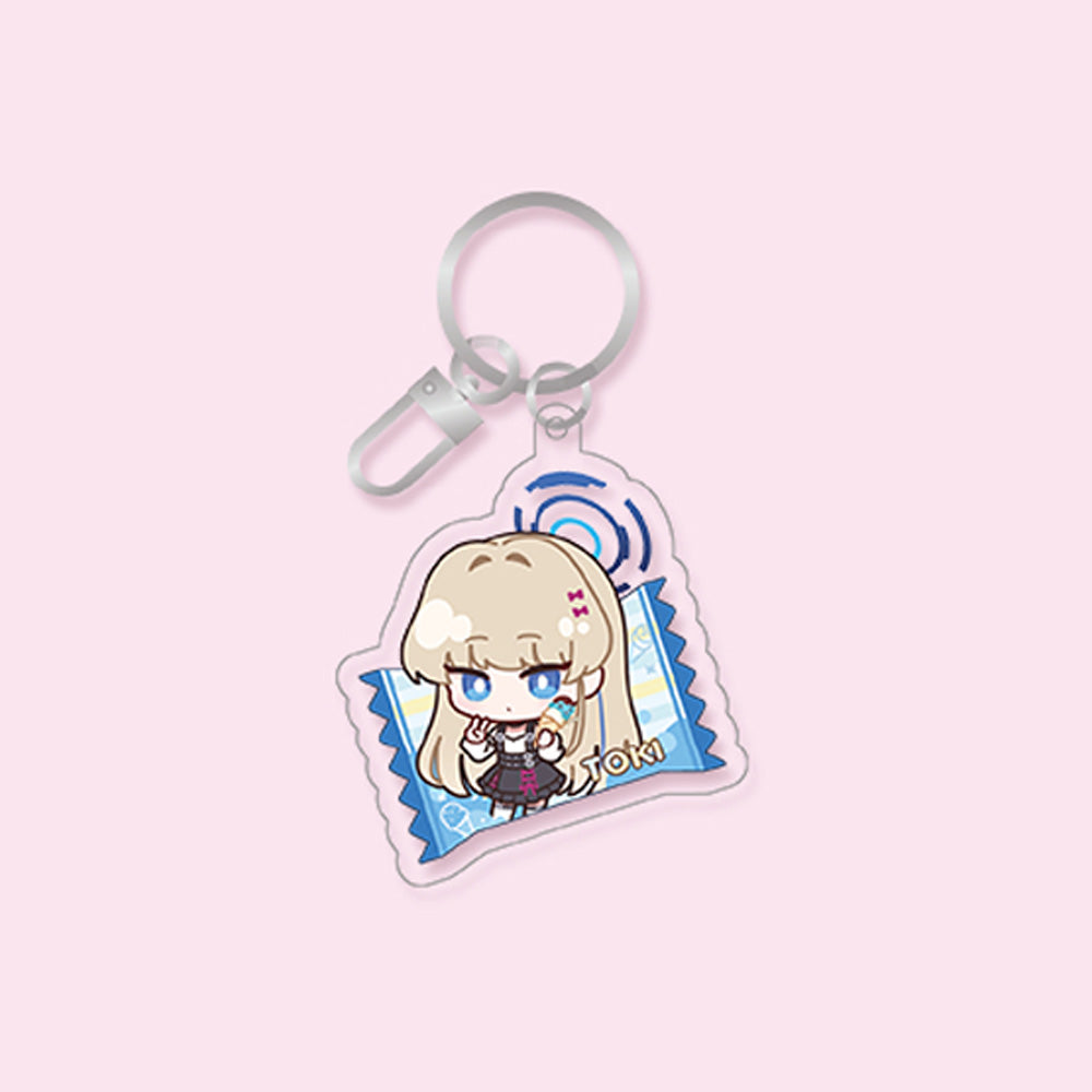 Blue Archive Official Genuine Dimensional Cafe Collaboration Goods Q Version Acrylic Keyring - Mika Koharu Kazusa Nagisa Toki Kanna